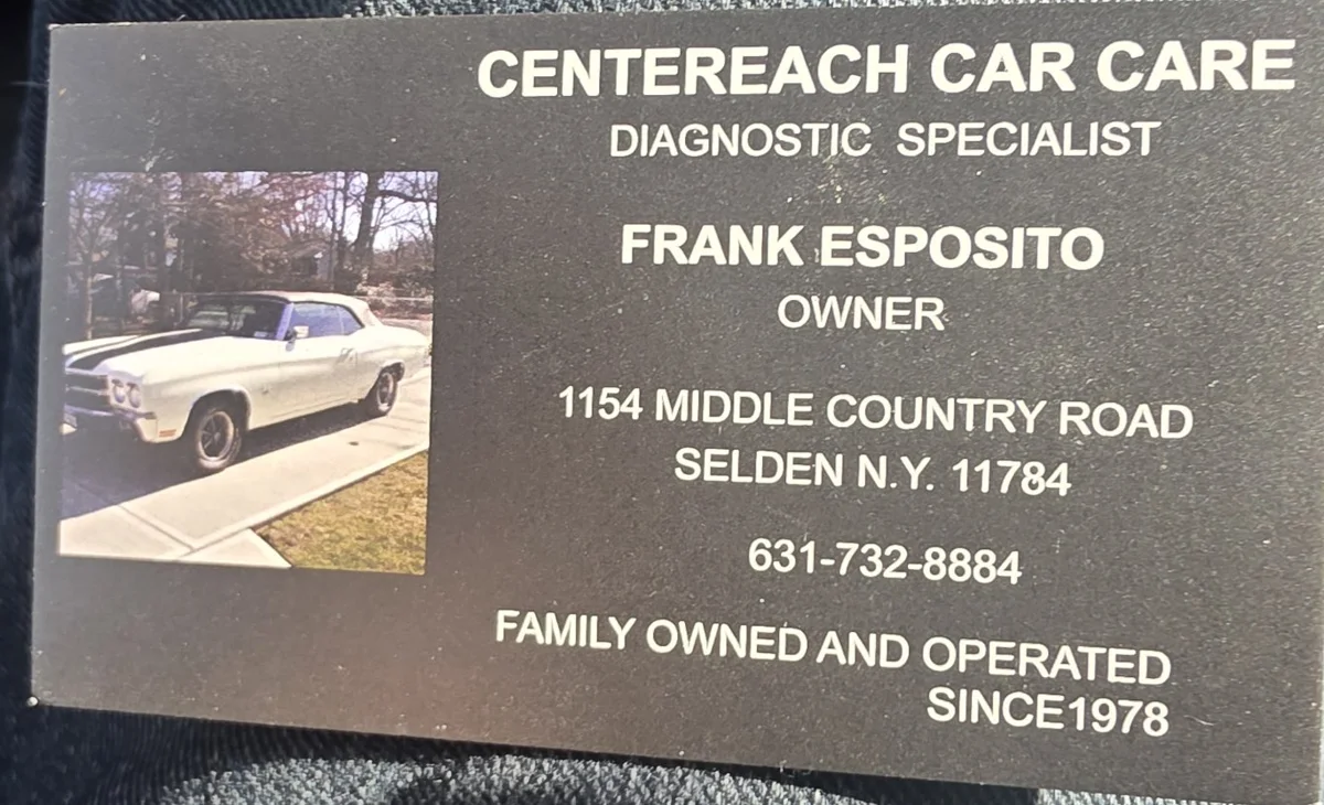 Centereach Car Care's business card